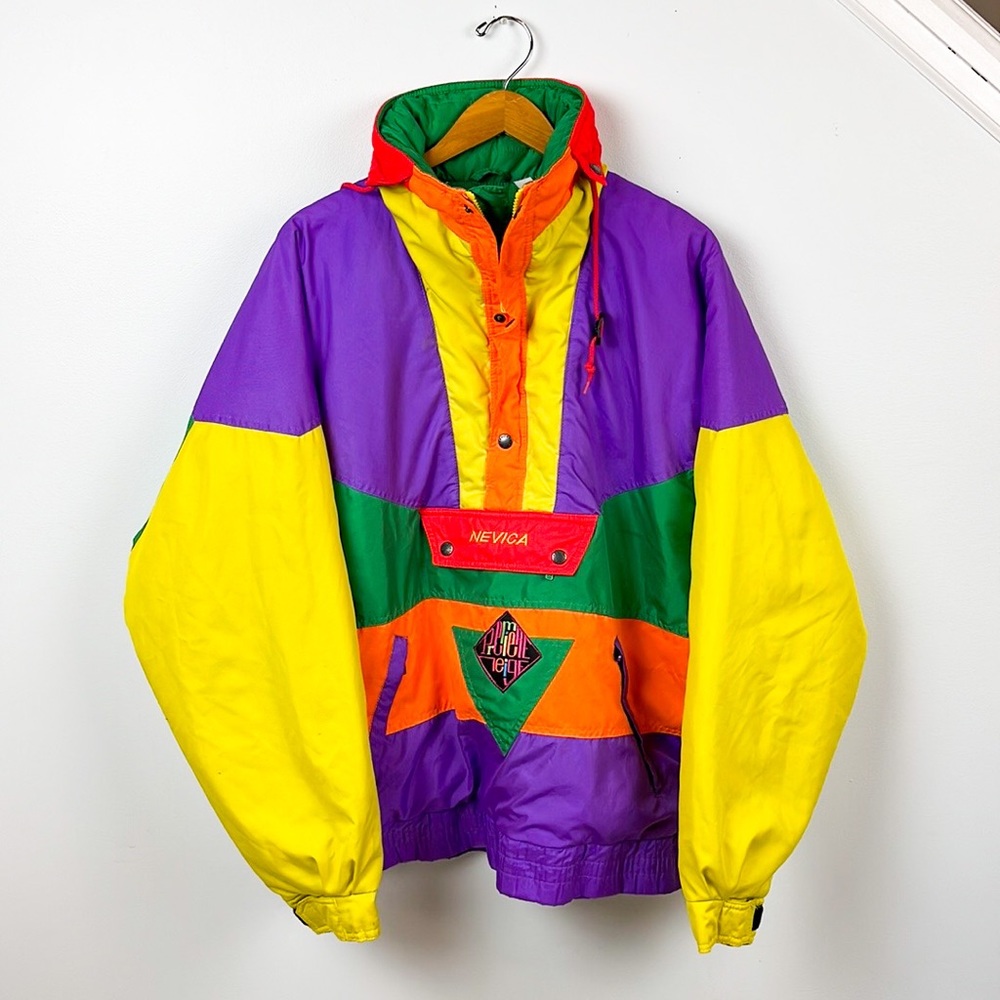 Vintage 80s Nevica Retro Neon 1/4 zip pullover